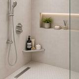 SereneDrains Triangle Brushed Stainless Steel Triangle Shower Shelf Modern Shower