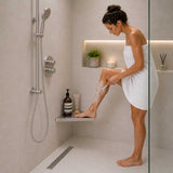 Polished Stainless Triangle Shower Shelf with Foot Rest