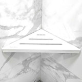 SereneDrains Matte White Triangle Shower Shelf Contemporary Bathroom