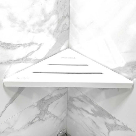 SereneDrains Matte White Triangle Shower Shelf Contemporary Bathroom