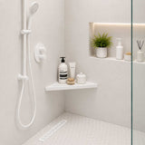 SereneDrains Matte White Triangle Shower Shelf Modern Shower