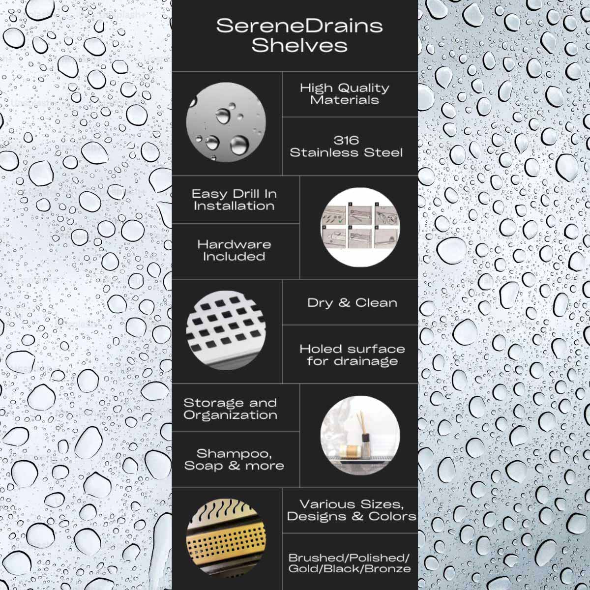 SereneDrains Shelf Stainless Steel - quality assurance brochure