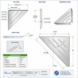 serenedrains Triangle Shower Shelf Technical Drawing 9 inch