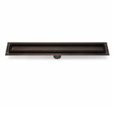Oil rubbed bronze linear shower drain with tile insert grate