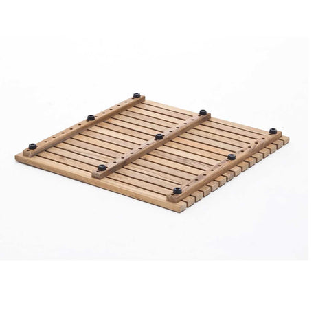 Premium teak shower mat with non slip rubber feet