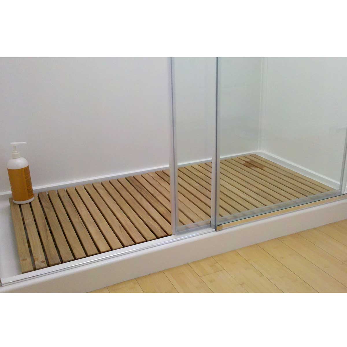 Handcrafted teak wood mat for wet areas