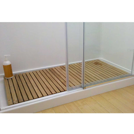 Handcrafted teak wood mat for wet areas