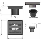 SereneDrains Square Shower Drain Kit with Base - Broken Lane - Polished Chrome - 4 Inch
