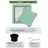 SereneDrains Square Shower Drain Invisible Hidden 6 inch