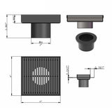 SereneDrains Square Shower Drain Kit with Base - Linear Wedge - Brushed Nickel - 4 Inch