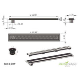 SereneDrains Linear Shower Drain Offset Outlet Ocean Wave - Brushed 16