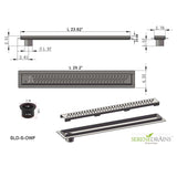 SereneDrains Linear Shower Drain Offset Outlet Ocean Wave - Brushed 24