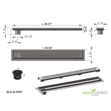 SereneDrains Linear Shower Drain Offset Outlet Ocean Wave - Brushed 39