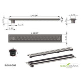 SereneDrains Linear Shower Drain Offset Outlet Ocean Wave - Brushed 47