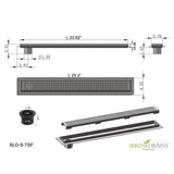 SereneDrains Linear Shower Drain Offset Outlet Square - Brushed 24