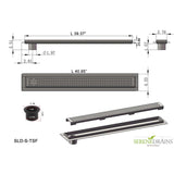 SereneDrains Linear Shower Drain Offset Outlet Square - Brushed 39