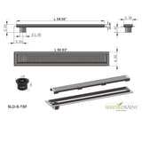 SereneDrains Linear Shower Drain Offset Outlet Square - Brushed 59