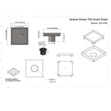SereneDrains Square Shower Drain Tile Insert Brushed Stainless 4