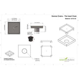 SereneDrains Square Shower Drain Tile Insert Satin Gold 5 Inch
