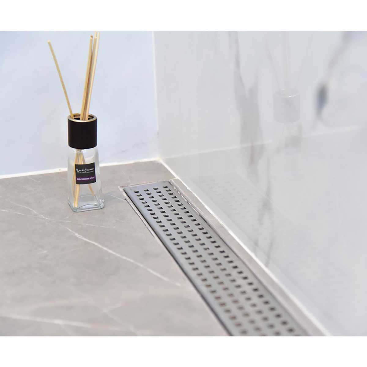 SereneDrains Linear Shower Drain Traditional Square - Brushed 16