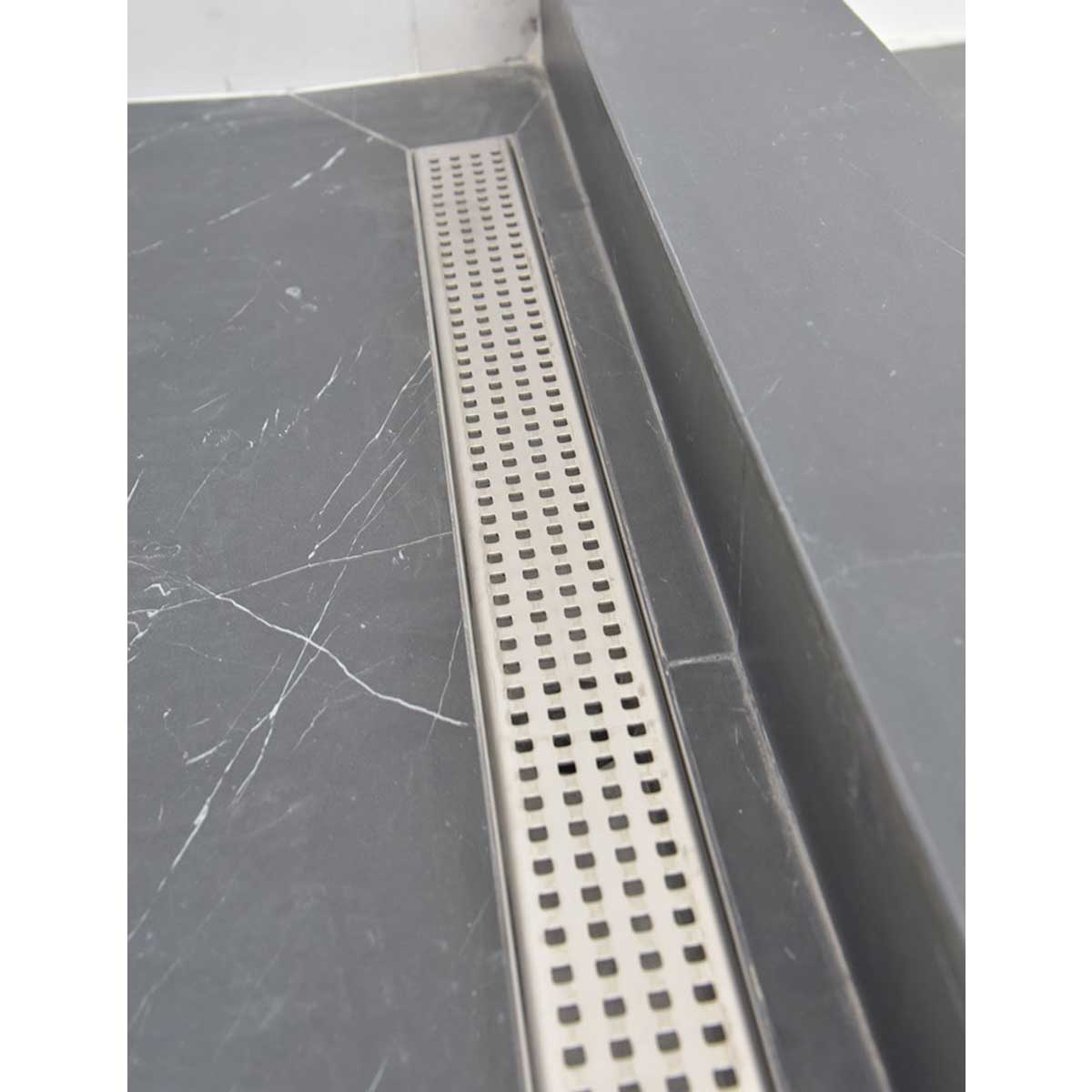SereneDrains Linear Shower Drain Traditional Square - Brushed 16