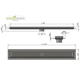 SereneDrains Linear Shower Drain Traditional Square - Brushed 30