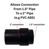 SereneDrains Plastic Reducer Coupling 1-1/2 in x 2 in ABS PVC DWV Pipe Fitting Adapter