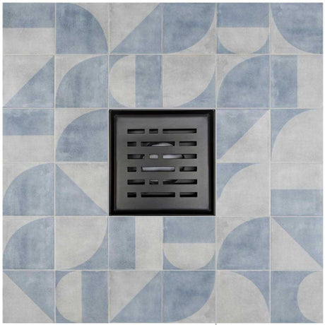 SereneDrains Square Shower Drain Broken Lane 4 Matte Black