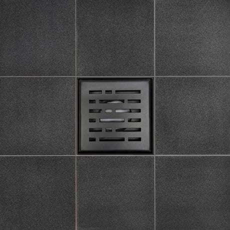 SereneDrains Square Shower Drain Broken Lane 4 Matte Black