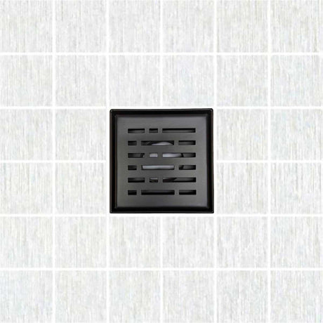 SereneDrains Square Shower Drain Broken Lane 4 Matte Black