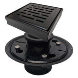 SereneDrains Square Shower Drain Kit with Base - Broken Lane - Matte Black - 4 Inch