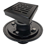 SereneDrains Square Shower Drain Kit with Base - Broken Lane - Matte Black - 4 Inch