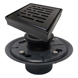SereneDrains Square Shower Drain Kit with Base - Broken Lane - Matte Black - 4 Inch