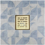 SereneDrains Square Shower Drain Kit with Base - Broken Lane - Matte Gold - 4 Inch