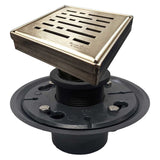 SereneDrains Square Shower Drain Kit with Base - Broken Lane - Matte Gold - 4 Inch