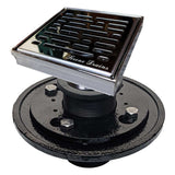 SereneDrains Square Shower Drain Kit with Base - Broken Lane - Polished Chrome - 4 Inch