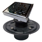 SereneDrains Square Shower Drain Kit with Base - Broken Lane - Polished Chrome - 4 Inch