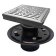 SereneDrains Square Shower Drain Kit with Base - Broken Lane - Brushed Nickel - 6 Inch ABS Plastic