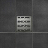 SereneDrains Square Shower Drain Kit with Base - Broken Lane - Matte Black - 6 Inch