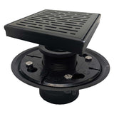 SereneDrains Square Shower Drain Kit with Base - Broken Lane - Matte Black - 6 Inch