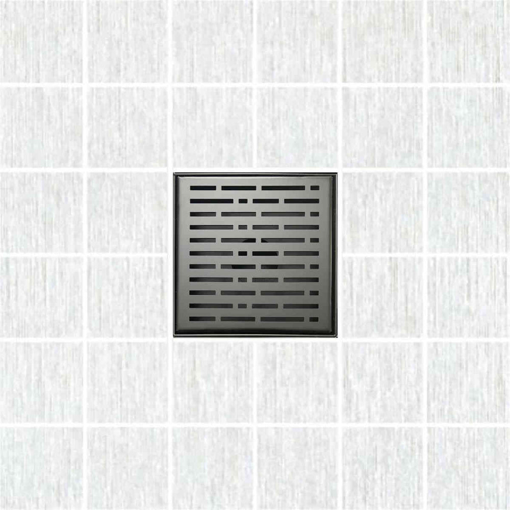 SereneDrains Square Shower Drain Broken Lane Matte Black 6