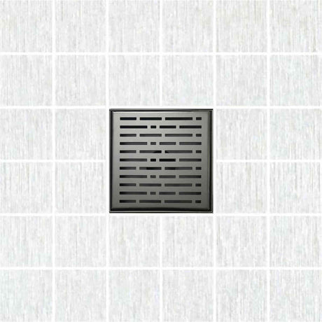 SereneDrains Square Shower Drain Broken Lane Matte Black 6