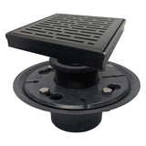 SereneDrains Square Shower Drain Kit with Base - Broken Lane - Matte Black - 6 Inch