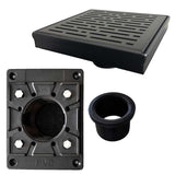 SereneDrains Square Shower Drain Kit with Base - Broken Lane - Matte Black - 6 Inch