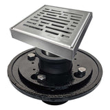 SereneDrains Square Shower Drain Kit with Base - Broken Lane - Brushed Nickel - 6 Inch