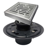 SereneDrains Square Shower Drain Kit with Base - Broken Lane - Brushed Nickel - 6 Inch
