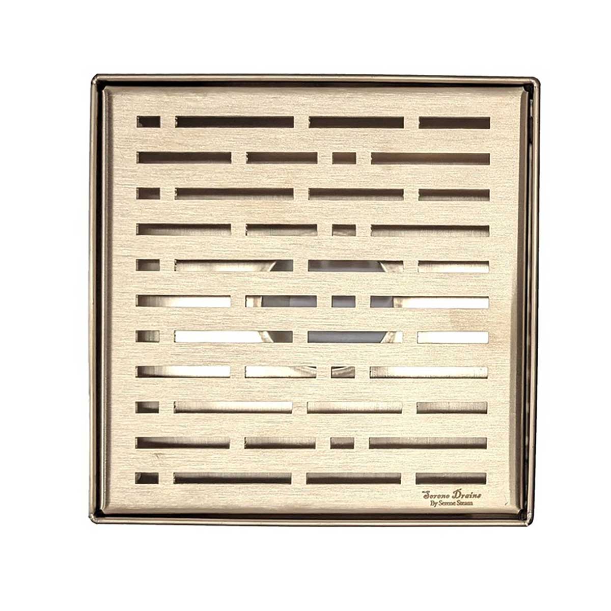 SereneDrains Square Shower Drain Broken Lane Satin Gold 6