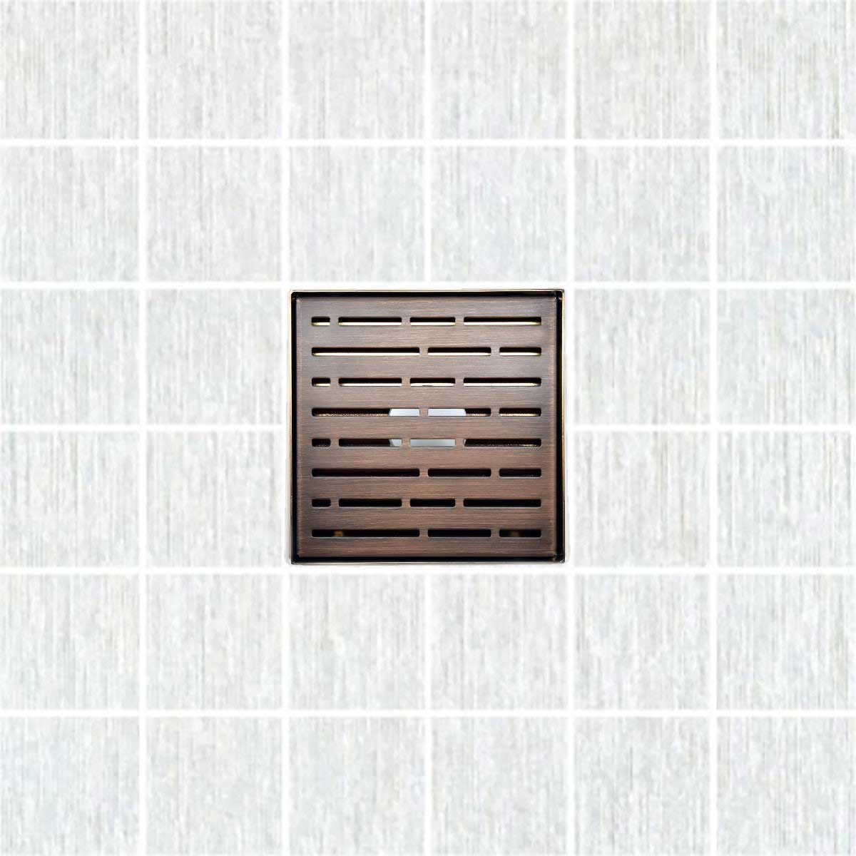 SereneDrains Square Shower Drain Broken Lane Oil-Rubbed Bronze 6