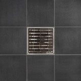 SereneDrains Square Shower Drain Kit with Base - Broken Lane - Polished Chrome - 6 Inch