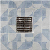 SereneDrains Square Shower Drain Kit with Base - Broken Lane - Polished Chrome - 6 Inch